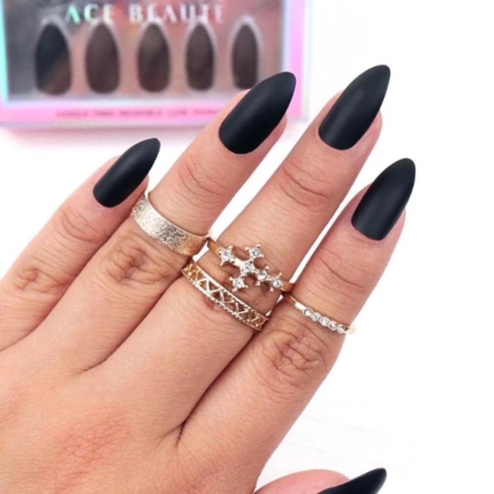 BLACK SWAN LUXE STILETTO MANICURE 24 Nails + application tools ⭐️press on⭐️
